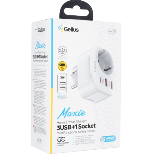 Сетевое зарядное устройство Gelius Moxie GP-HC050 2USB (QC3.0) + Type-C (PD20W) White